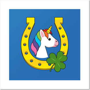 Cute Unicorn on St Patrick's Day Posters and Art